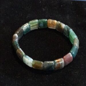 Natural Indian Agate Tile Bangle Bracelet